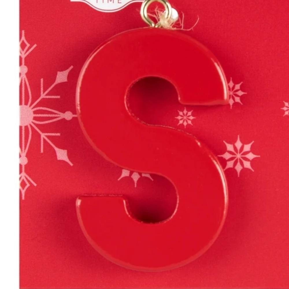 Holiday Time "S" Wood Ornament or Package, Mantle, Tree, Table Decor New